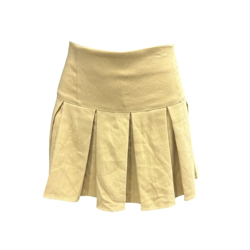 Aeropostale Solid Low-Rise Pleated Kakhi Skort Skirt Size XL Y2K